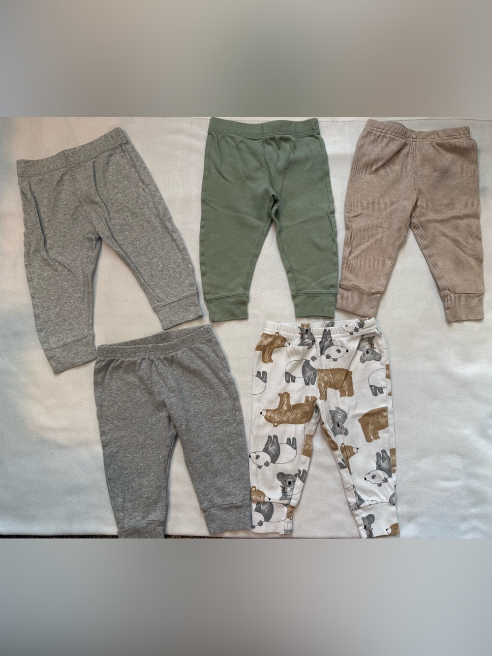 Kids' Green and Neutral Animal Print Cotton Joggers